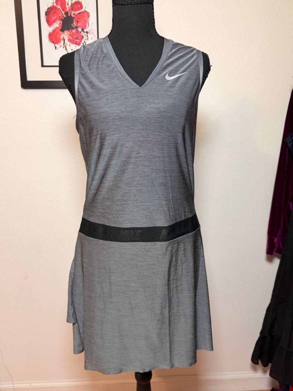 Nike Golf Dri-Fit Grey Tennis Dress Athletic Built In Skort Sz M